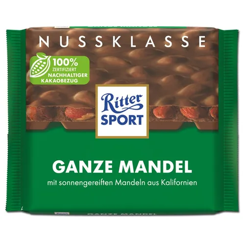  Ritter Sport Ganze Mandeln, Schokolade, 100g Tafel 19,50€/1kg