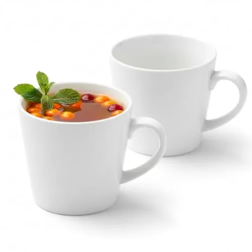 Wilmax - Teetassen & Kaffeetassen - 2er Set - 280ml - Kaffeebecher Porzellan - Becherset - Tasse für Tee, Kaffee, Cappuccino - Porzellantassen mit Griffen - Weiß