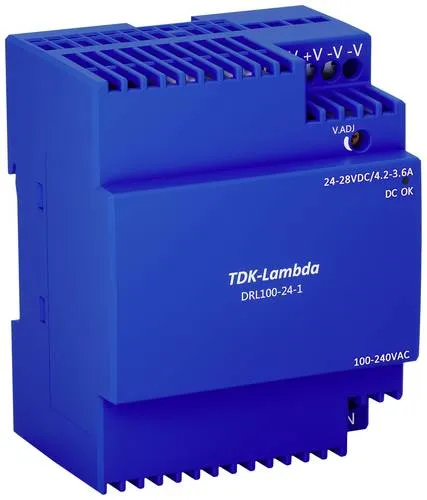 TDK-Lambda DRL100-24-1 Hutschienen-Netzteil 24V 3.67A - Netzteil für Gebäudeautomatisierung, konvektionsgekühlt, schützt vor Überhitzung und erfüllt ErP-Richtlinien für hohe Energieeffizienz.