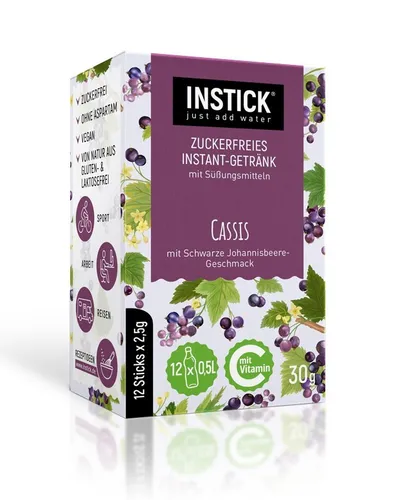 INSTICK Getränkepulver Cassis 12-er Packung (für 12 x 0,5 L)