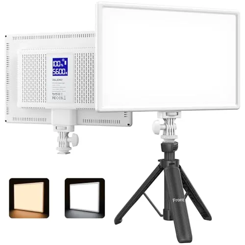 RALENO LED Videoleuchte, eingebauter 4000 mAh * 2 Akku 3200-5600 K CRI95 0-100% Helligkeitseinstellung am Kameralicht, für Vlog-Beleuchtung, Videokonferenzen, YouTube-Studiofotografie