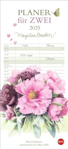 Marjolein Bastin: Planer für zwei 2025: Schöne Naturbilder: der praktische Partnerkalender 2025, illustriert von der bekannten holländischen Künstlerin. Kalender im Format 16 x 34,7 cm