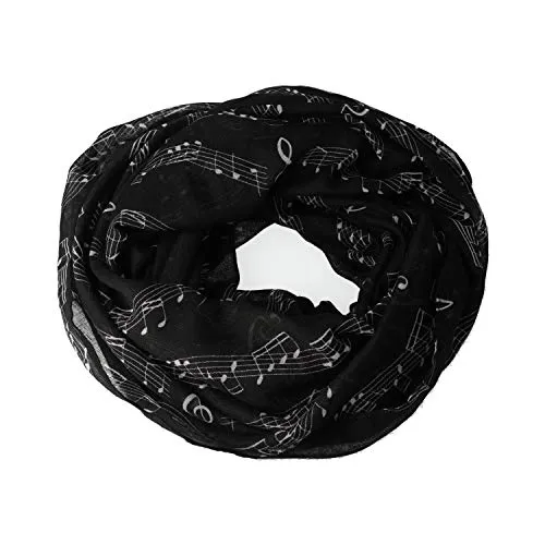 mugesh Rund-Schal Notenzeile schwarz-weiß groß in schwarz von Mugesh