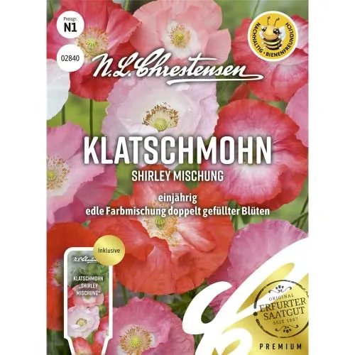 Klatschmohn Shirley Mischung, einjährig, bienenfreundlich, Samen