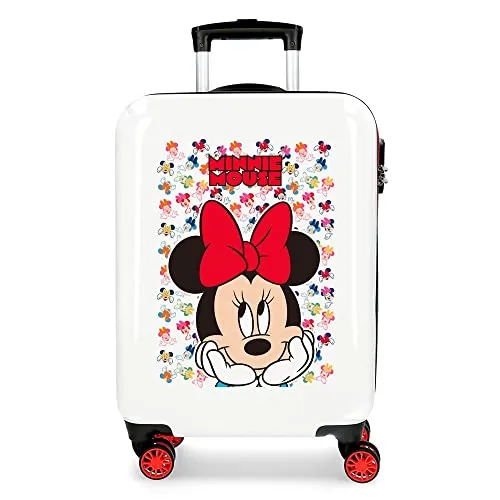 Disney Koffer 2611721 Weiß Rot Polyester - Kabinenkoffer 38 x 55 x 20 cm, leicht und widerstandsfähig aus ABS, mit 34 Litern Fassungsvermögen. Praktisches Interieur und vier drehbare Räder für mühelosen Transport.