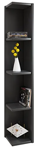 VCM Holzregal Honsa Schwarz - Platzsparendes Bücherregal - Regale & Ablagen: Elegantes Standregal mit kompakten Maßen H. 97 x B. 15 x T. 17 cm, ideal für CDs, DVDs und Bücher - perfekt für jedes Wohnzimmer.