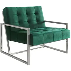S-Style Loungesessel Tampa aus Samtstoff mit Metallfüßen - Eleganter Loungesessel mit silbernen Metallfüßen und hochwertigem Samtstoff. Bietet modernen Komfort und verleiht jedem Raum eine luxuriöse Note.