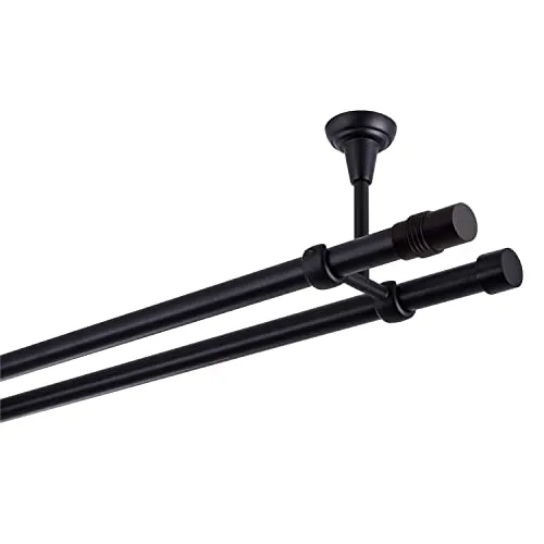 Gardinenstange schwarz 120 cm 2-läufig aus Metall in schwarz von MDEKOR