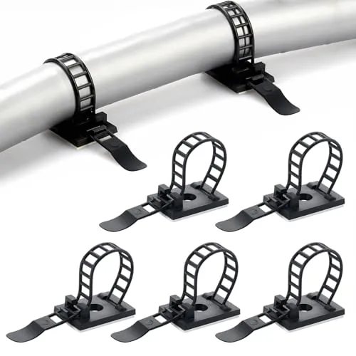 Fippy 100 Stück Verstellbare Kabelklemme Kabelschellen Selbstklebende Schwarz Kabelclips Kabelhalter mit Klebstoff Unterlage für Schreibtisch Netzkabel USB Ladekabel Ladegeräte