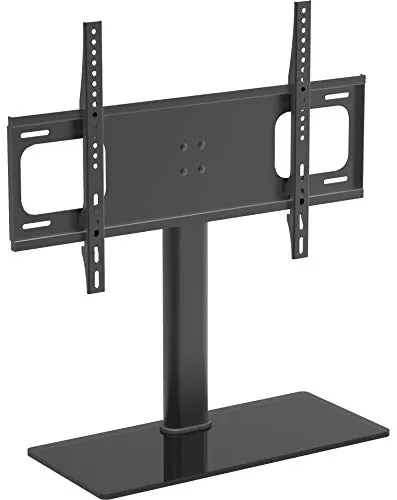 VCM TV Standfuß - Alu Fernseh Ständer mit ESG-Sicherheitsglas - TV-Halterungen für TVs von 32-70 Zoll, bis 30 kg tragbar. Stabiler Standfuß mit elegantem Design und sicherem ESG-Sicherheitsglas.