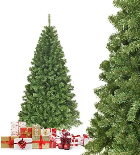COSTWAY 180cm Künstlicher Weihnachtsbaum mit 928 Spitzen - Üppiger Weihnachtsbaum mit 928 PVC Nadeln für ein realistisches Aussehen. Robuster, faltbarer Metallständer und einfaches Aufstellen dank Scharnier-Design. Perfekte Dekoration für Zuhause oder Geschäfte.