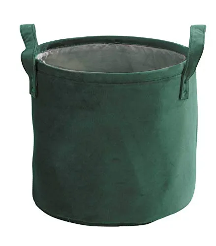 Home4You Aufbewahrungskorb Regalkorb | Samt | Grün | Mit Griffen | Ø 28 cm x H 25 cm
