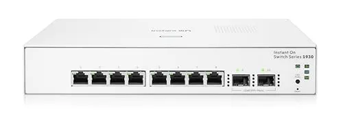 Aruba Instant On 1930 8G 2SFP (8 Ports) (JL680A) - Netzwerk Switch mit 8 Gigabit-Ports und 2 SFP-Ports, ideal für kleine bis mittlere Unternehmen, bietet hohe Leistung und einfache Verwaltung.