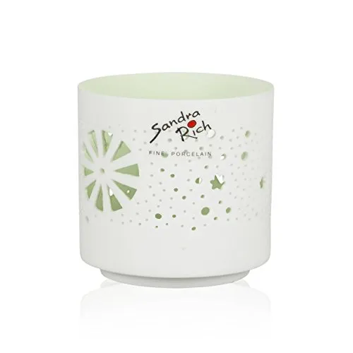 Teelichthalter ORIENT H. 7cm D. 7,1cm weiß matt innen grün Sandra Rich