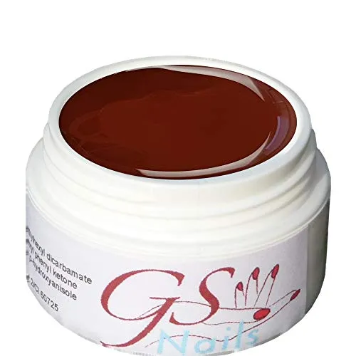 GS-Nails UV Farb-Gel für Nail-Art & Nagel-Design - 5 ml UV-härtendes Cover-Gel - Nail-Gel - selbstglättendes Nagel-Gel - Dunkel Braun 20 - A6