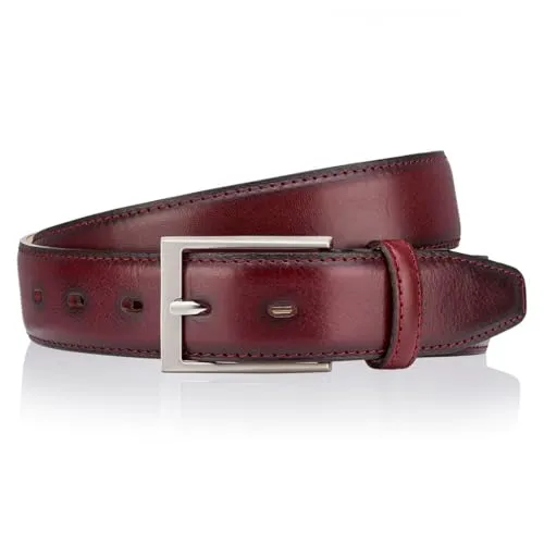 LINDENMANN Premium Ledergürtel Handmade in EU 35 mm rot, Farbe/Color:rot, Size US/EU:Bundweite 95 cm Gesamtlänge 110 cm W 37.4 L