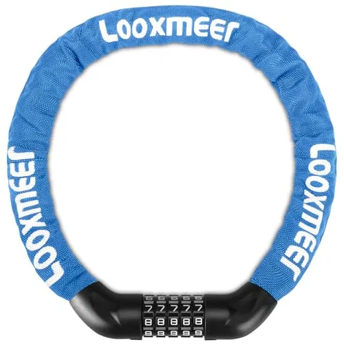 Looxmeer Fahrradschloss - 90cm Zahlenschloss mit 5-stelligem Code - Fahrrad-Kettenschlösser mit gehärteten Stahlkettengliedern und bis zu 10.000 Kombinationen für höchste Sicherheit, ideal für den Schutz von Fahrrädern und mehr.