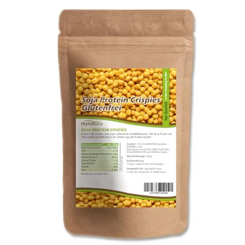 Mynatura Protein Soja Crispies | 60% Eiweiß | veganes Eiweiß | plant based protein | soyaprotein | Sojasnack Soja | vegetarisch vegan (1000g)