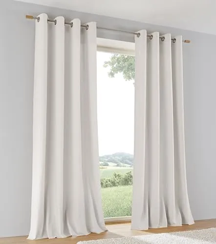 Kutti Vorhang Duck Baumwolle Ösen 1 Stück – Blickdicht – Offwhite – einfarbig - modern - Gr. 140 x 145 cm (1 STK)