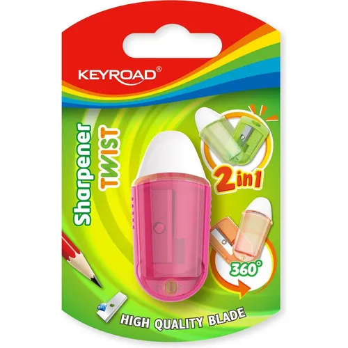 Keyroad Kunststoffspitzer mit Radiergummi, einzeln, Twist, Blister, Farben mischen (47788354)