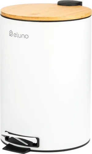eluno Mülltrennsystem Abfalleimer 12 Liter - Haushaltszubehör mit edlem Design aus Bambus und Metall, ideal für jedes Zimmer - komfortable Freihand-Bedienung und geräuschloser Soft-Close Deckel!