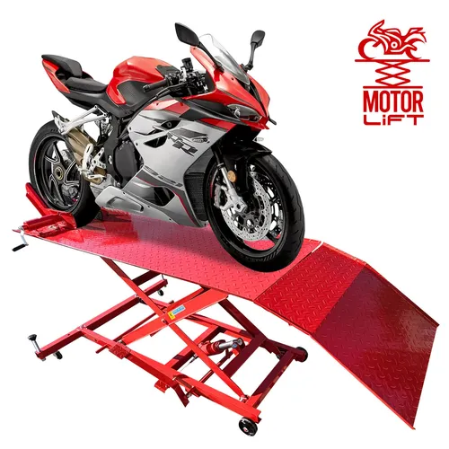 Motorrad Montagerampe 450 kg - Hydraulische Hebebühne - Hebebühne mit 450 kg Tragfähigkeit, klappbar und mobil, ideal für Wartungsarbeiten am Motorrad. Hubhöhe von 21 - 83 cm für optimale Ergonomie.