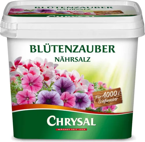 Chrysal Pflanzenstärkung Blütenzauber Nährsalz 1 kg - Mineralisches Nährsalz mit NPK 8-12-24 für blühende Pflanzen. Sofort wasserlöslich und schnell verfügbar. Ideal für ein kräftiges Pflanzenwachstum und üppige Blütenpracht.