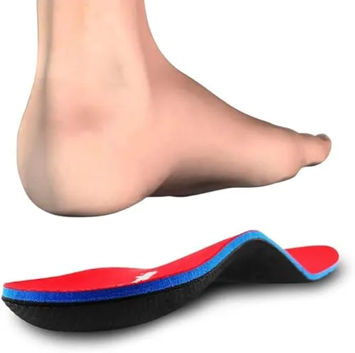 PCSsole Orthopädische Einlegesohlen für Plattfuß,Fersensporn,Plantarfasziitis, Schuhe Einlagen für Arbeitsschuhe, Sport,Schuheinlagen für Damen und Herren,Rot, EU43-44