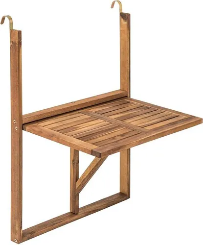 ESTEXO Akazienholz Balkonhängetisch klappbar - Beistelltisch aus witterungsbeständigem Akazienholz, klappbar und ideal für kleine Balkone, inklusive Metallhaken für einfache Montage.
