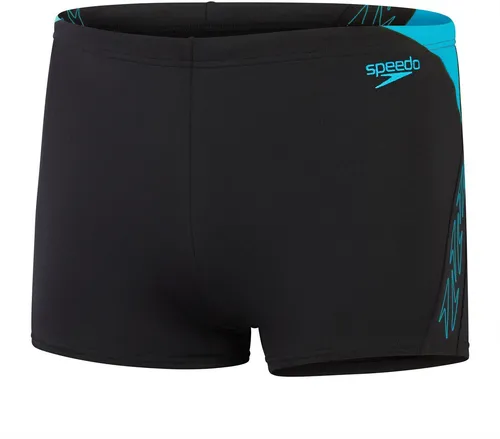 Speedo Eco+ Hyperboom Badehose in Schwarz/Hellblau, Größe 5 - Herren Bademode Sport aus 100% recyceltem Polyester, chlorbeständig und schnelltrocknend - ideal für umweltbewusste Schwimmer.