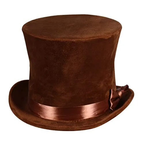Thetru Kostüm Zubehör Zylinder mit Hutband braun Karneval Fasching Gr. 57/58