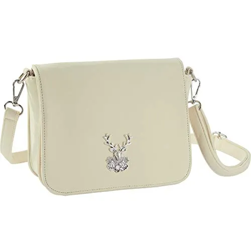 dressforfun 900653 Damen Trachten Handtasche Heimatliebe - Umhängetaschen, elegante Trachtenhandtasche in Wildlederoptik mit Edelweiß-Applikation und praktischen Fächern für optimale Organisation.
