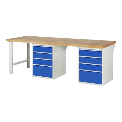Rau Werkbank 7510A8 - Robuste Werkbank mit 8 Schubladen - Werkbank aus Buche-Massivholz, 100% aus nachhaltiger Forstwirtschaft, mit 8 rollengelagerte Schubladen und einer max. Flächenlast von 1000 kg, ideal für Handwerker und Bastler.