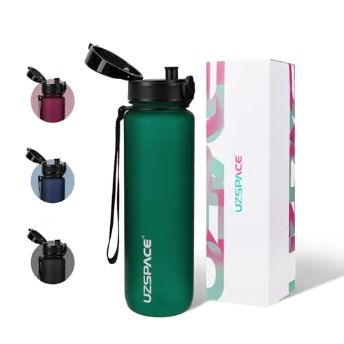 UZSPACE Trinkflasche 500ml/800ml/1L, Sport Trinkflasche Kinder Auslaufsicher, Tritan & BPA-frei Wasserflasche für fahrrad, fitness,Outdoor