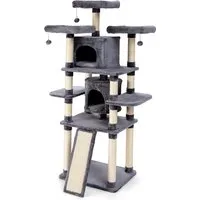 COSTWAY 170cm Katzen Kratzbaum – Spielbaum mit 2 Höhlen und Sisalstämmen