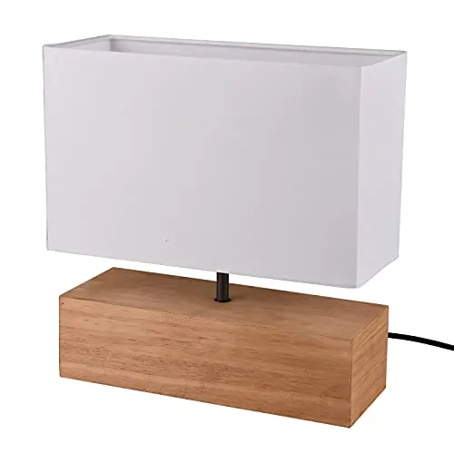 Xxxl Tischleuchte Woody - Moderne Tischleuchte in Weiß und Natur, aus hochwertigem Pinienholz und Textil, mit praktischem Schnurschalter – ideal für stimmungsvolle Innenbeleuchtung.