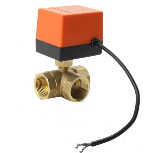MECUTP 3 Wege Kugelhahn Elektrisch | Motorisiertes Kugelventil, DN20 Motorkugelhahn 220V Motorventil Messing Absperrventil, Umschaltventil Dreiwegeventil Für Flusssteuerung
