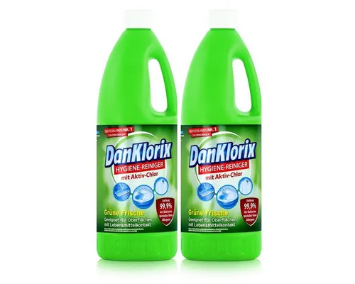 DanKlorix DanKlorix Hygiene-Reiniger Grüne Frische 1,5L - Mit Aktiv-Chlor (2er P Allzweckreiniger