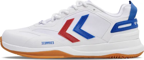 Hummel DAGAZ 2.0 ICON NO23 - WHITE/TRUE BLUE - 12 - Hallenschuhe mit atmungsaktivem Mesh aus recyceltem PET, TPU-Hotmelt-Verstärkung und multidirektionaler Traktion für optimalen Grip und Komfort.