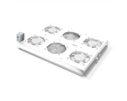 ROLINE Netzwerkschrank 19-Zoll Dachlüftereinheit 4 Lüfter, Thermostat für Serverschrank grau