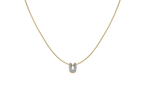 ROSEFIELD Kette mit Anhänger ROSEFIELD moderne Bubble Buchstabenkette Pave Glitzersteinchen Gold, Geschenkidee für Frauen, Damen, Mädchen & Freundin trendig & elegant