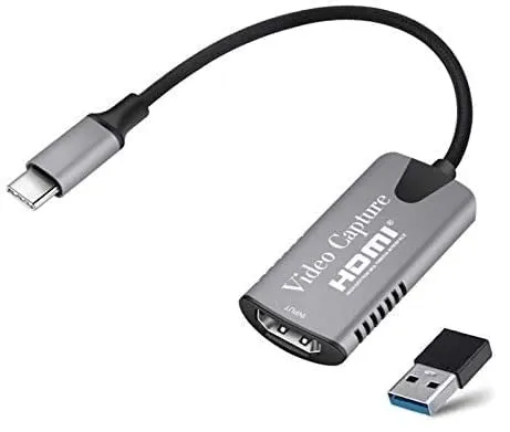 Zhongkaifa HDMI to Type-C Video Capture Card, Free Drive 4K 1080P Type-C HDMI to USB-C, Portable Converter for Game Recording Live Broadcasts Phone Console