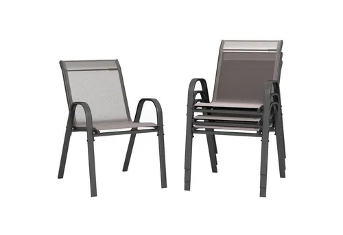 GOPLUS 4er Set stapelbare Gartenstühle – Komfortable Bistrostühle für Balkon und Terrasse - Genießen Sie entspannte Stunden im Freien mit diesem 4-teiligen Set. Robuste Konstruktion, hohe Rückenlehne und platzsparendes Design machen diese Stühle ideal für Garten, Balkon oder Terrasse.