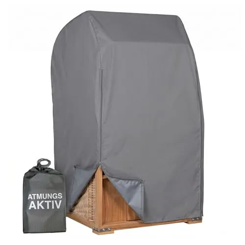 MR. DEKO Winterfeste Schutzhülle für Strandkörbe | 600D Wasserdicht & Abwaschbar | Größe S 104x85x170 cm - Schützen Sie Ihren Strandkorb mit dieser robusten 600D Schutzhülle. Wetterfest und abwaschbar, bietet sie optimalen Schutz vor Regen und Schmutz. Ideal für alle handelsüblichen 1-Sitzer Strandkörbe.