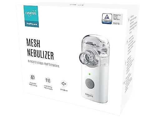 EUROPAPA® Tragbarer Inhalator, Inhalationsvernebler mit Mundstück und Maske für Kinder und Erwachsene, sehr leise, wiederaufladbar über USB oder Batterie