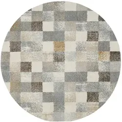 OCI DIE TEPPICHMARKE Teppich NEW VILLA SQUARES, rund - Kurzflor-Teppich mit feinen Karos und 20 mm Höhe, pflegeleicht und modern für stilvolle Wohnräume.