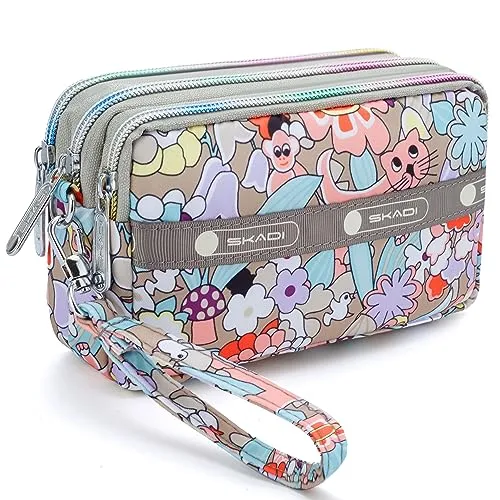 HYJMA Multifunktionaler 3-lagiger Reißverschluss, Schlüsselkarte, Handytasche, Münztasche, Geldbeutel, Geldbörse, a, 16x5x10cm, Casual