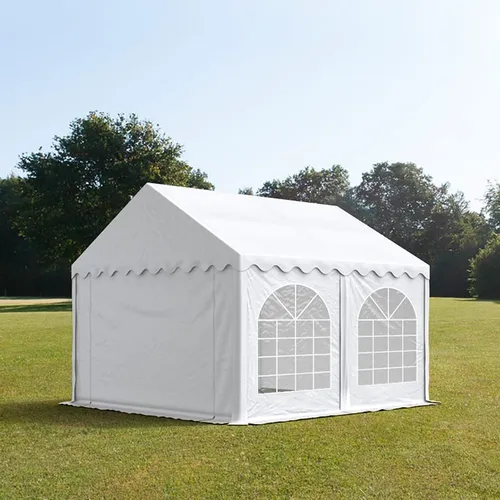 TOOLPORT PRO 3x4m Partyzelt – Wetterfestes PVC-Zelt mit Bodenrahmen - Pavillons: Das TOOLPORT PRO Partyzelt bietet optimale Wetterfestigkeit mit rundumlaufendem Bodenrahmen und robustem PVC-Material, ideal für Gastronomie und Hochzeiten.