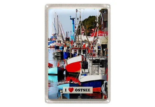 Roomando Metallschild Reise 12x18cm Ostsee Meer Natur Boote Bootstour