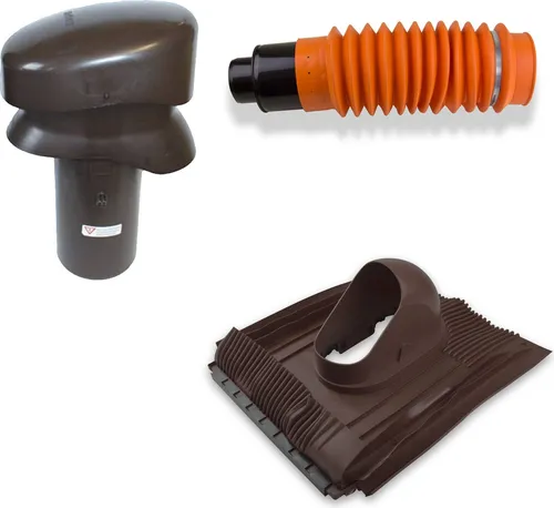 Klöber Set12 Dachentlüftung DN100 – Effektiver Dachentlüfter - Dachziegel & Dachpfannen, ideal für optimale Belüftung und Feuchtigkeitsregulierung, inklusive Universal-Grundplatte und Flex-Schlauch.